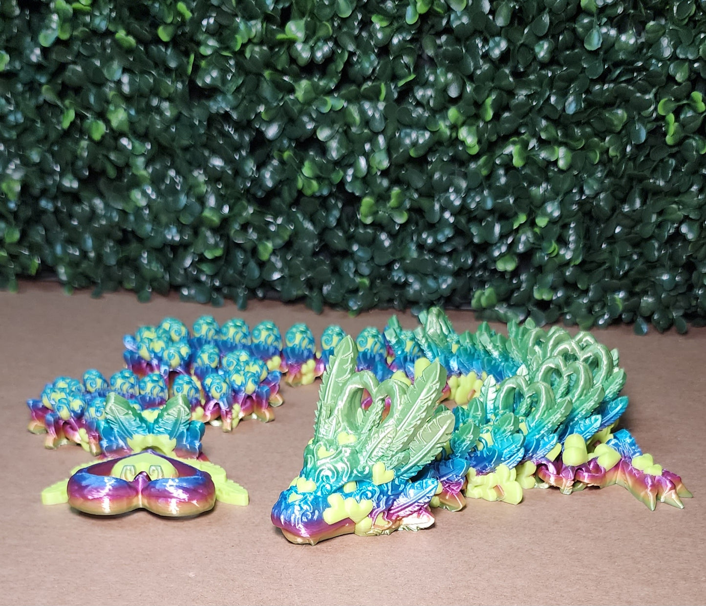 3D-Printed Crystal Light Heart Dragon Green