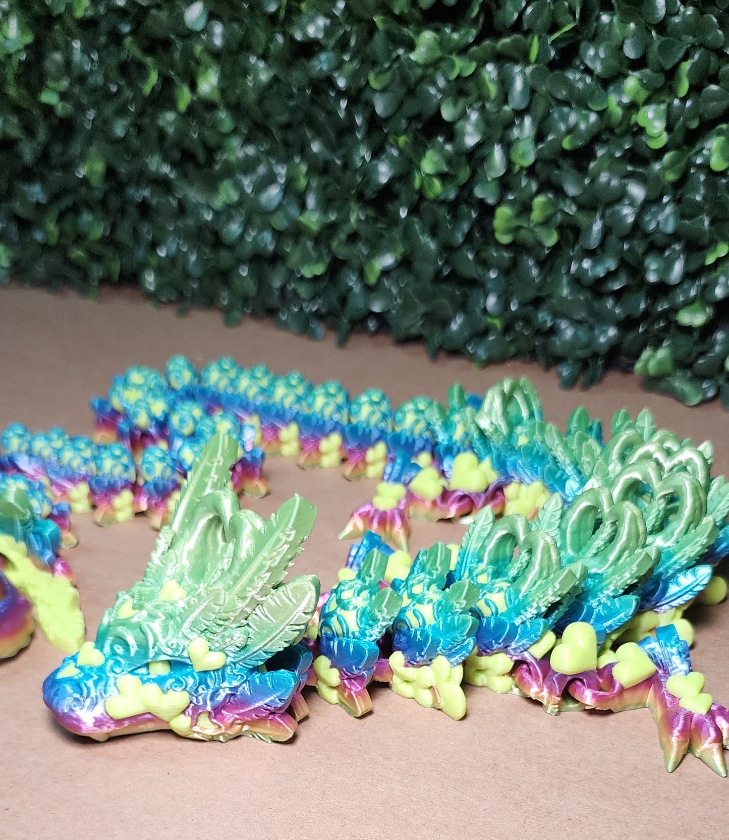 3D-Printed Crystal Light Heart Dragon Green