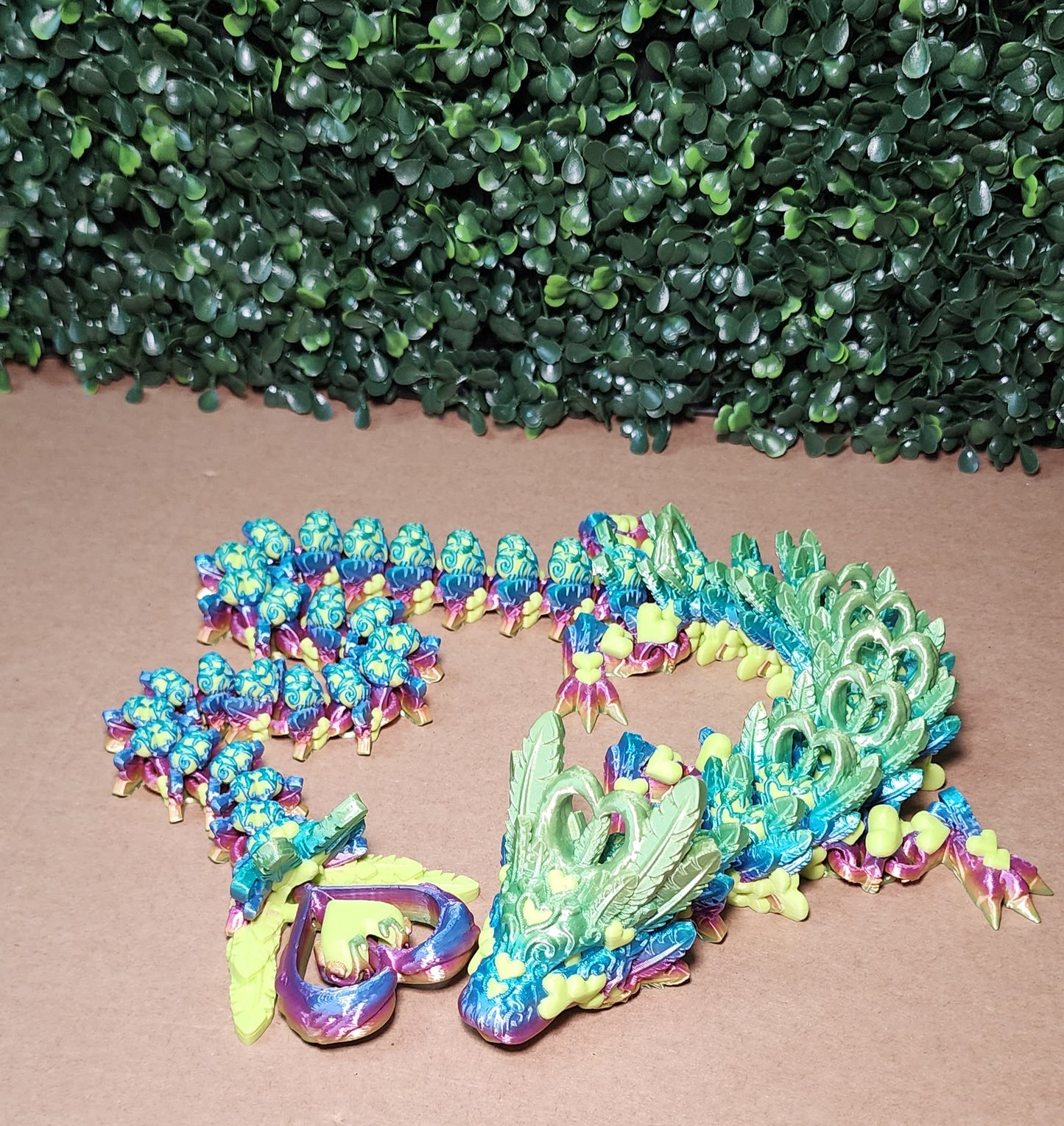 3D-Printed Crystal Light Heart Dragon Green