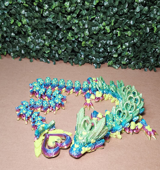 3D-Printed Crystal Light Heart Dragon Green