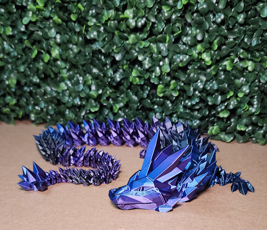 3D-Printed Crystal Dragon Blue, Purple and Black