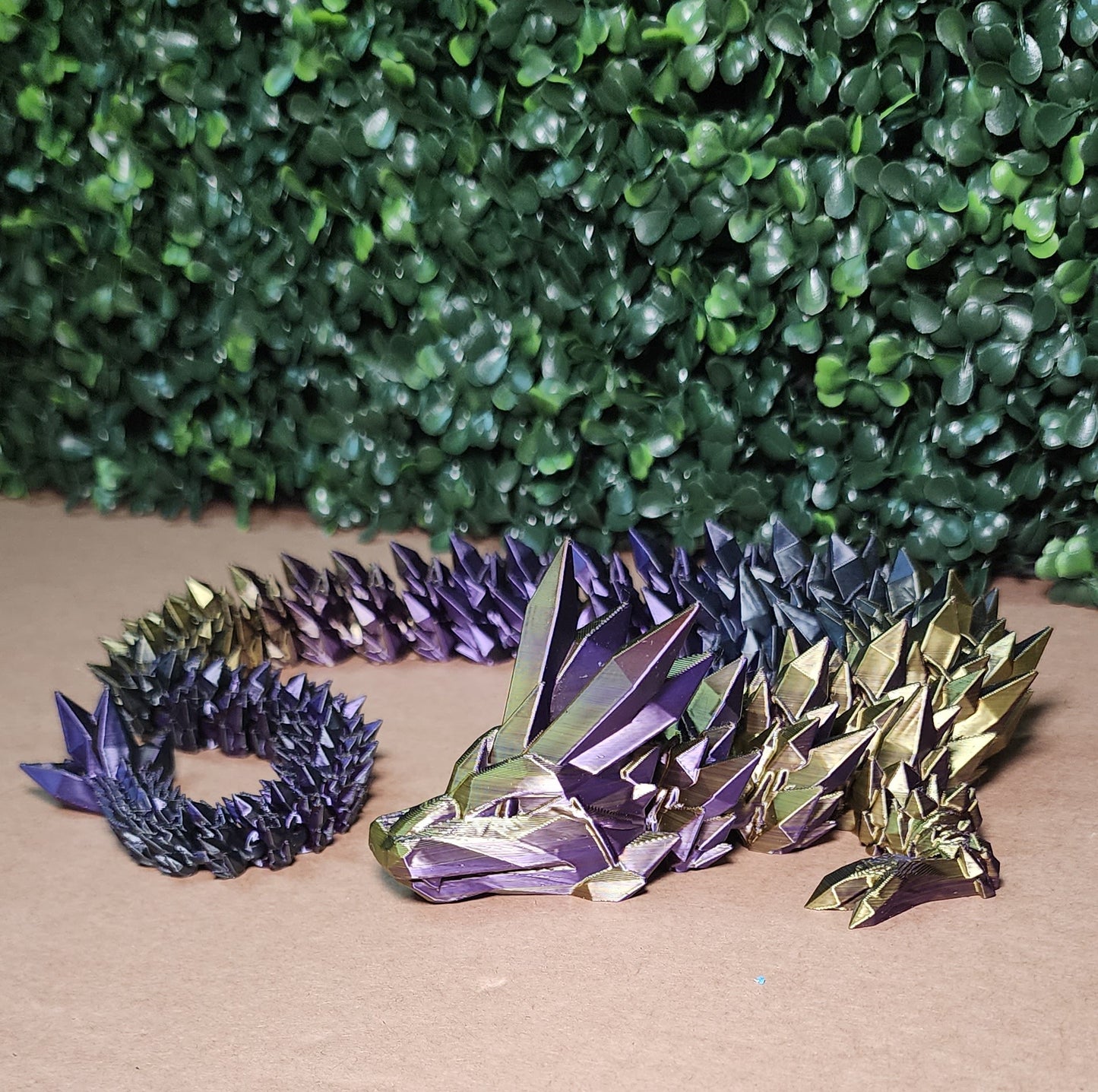 3D-Printed Crystal Dragon Purple and Gold