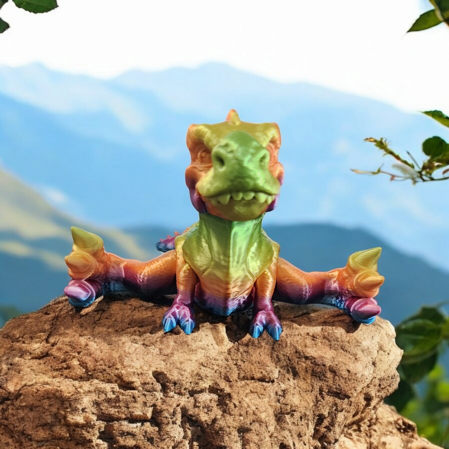 3D Printed T-Rex Dinosaur Figure - Multi Color Light